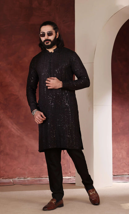 Black Desginer Kurta Trouser