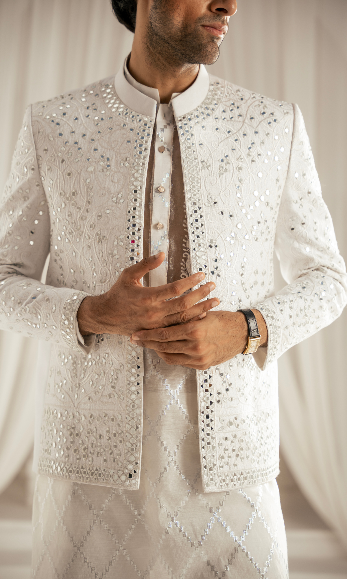 MC 201 White Prince Coat For Wedding - Mashal Couture