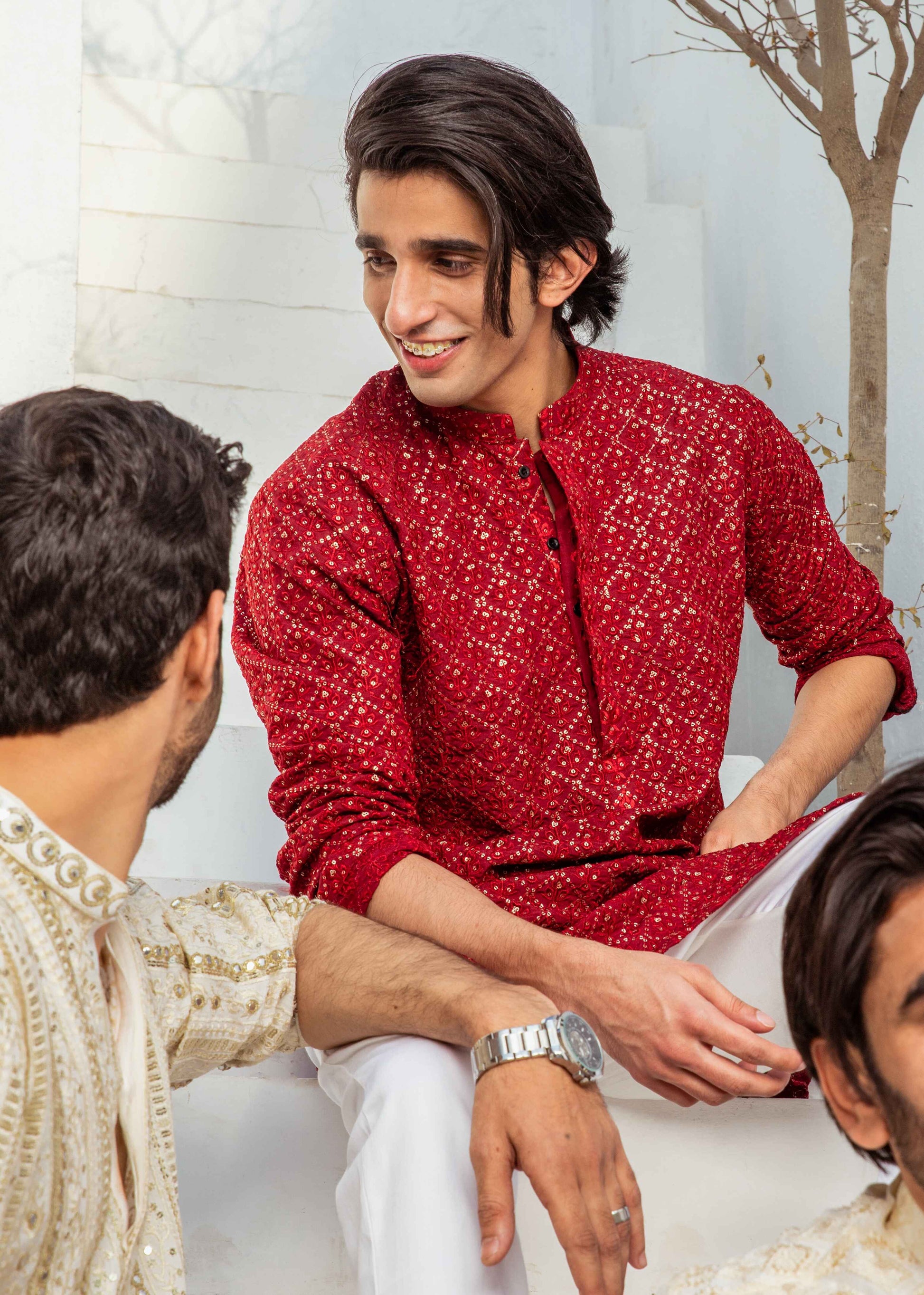 MC 23 Mirror Work Kurta Pajama Male - Mashal Couture