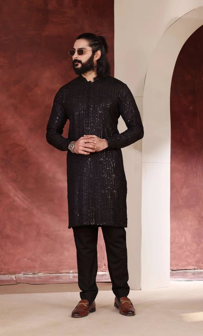 Black Desginer Kurta Trouser