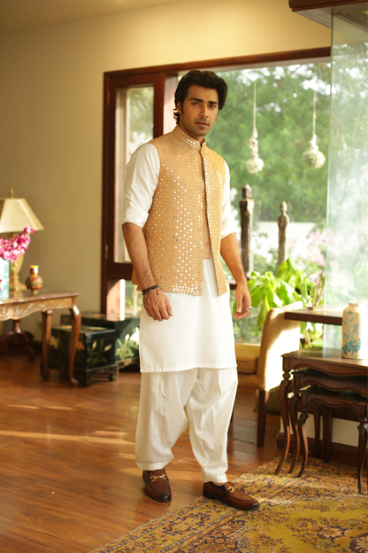 Cinnamon Mirror Work Waistcoat