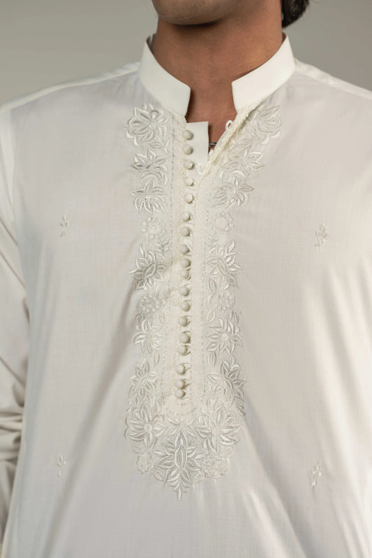 White Rare Chikankari Kurta Pajama