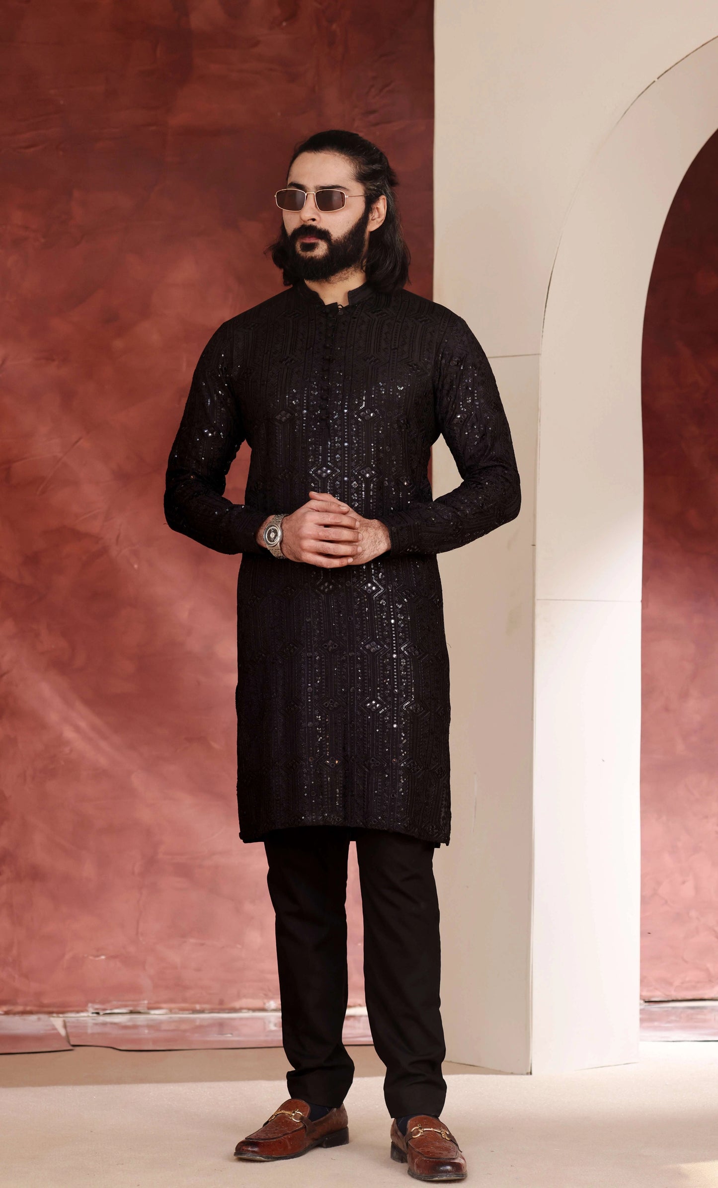 Black Desginer Kurta Trouser