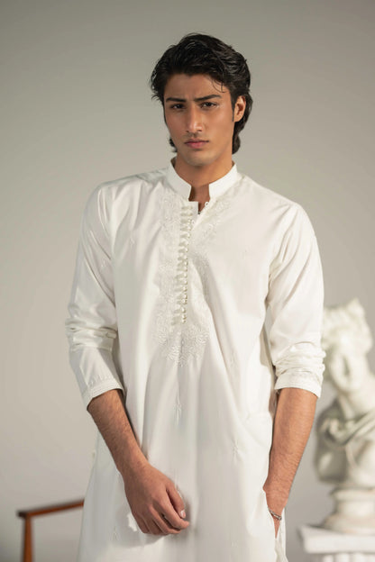 White Rare Chikankari Kurta Pajama