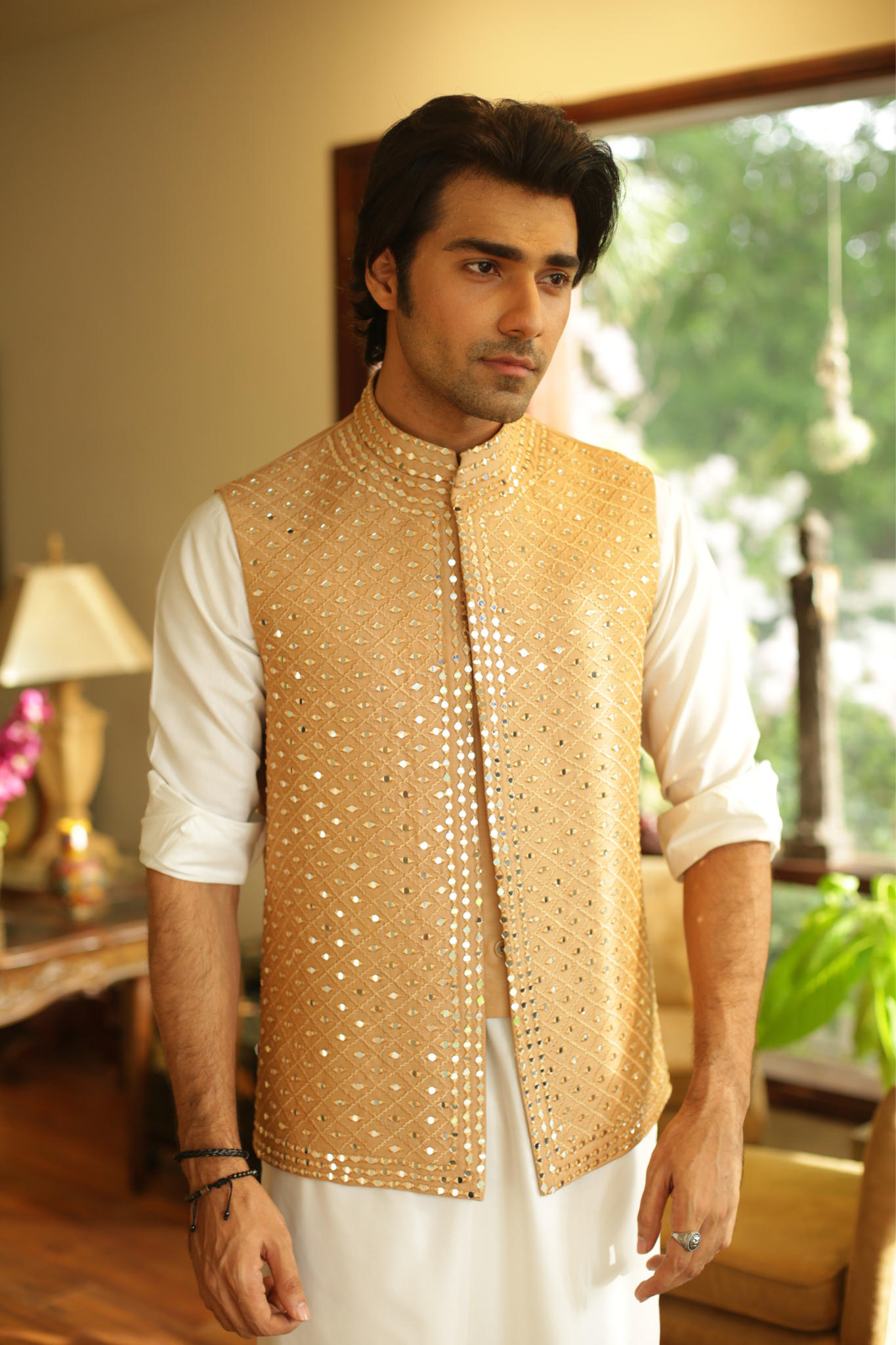 Cinnamon Mirror Work Waistcoat