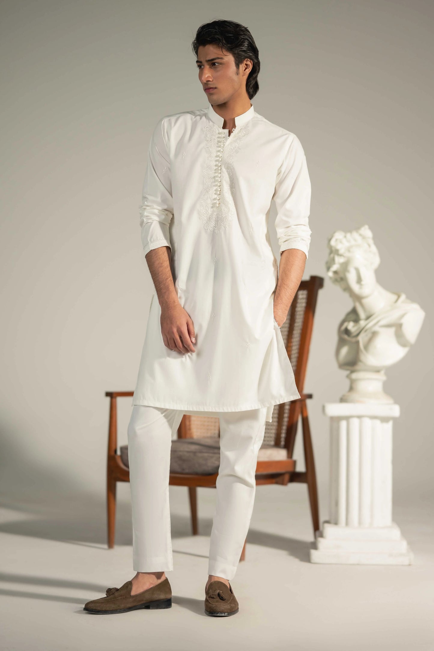 White Rare Chikankari Kurta Pajama