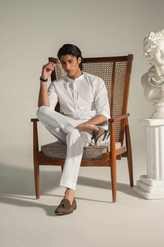 White Rare Chikankari Kurta Pajama