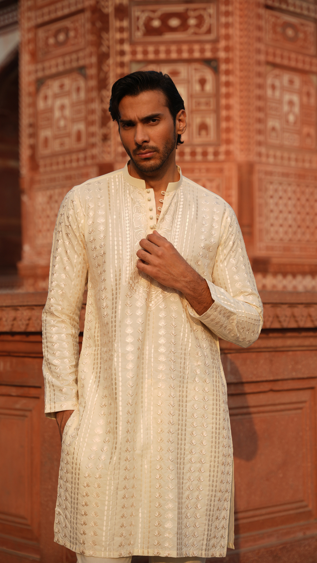 Man Chikan-Doz Embroidery Kurta Pajama