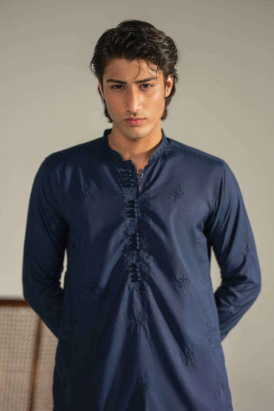 Navy Blue Emb Kurta Pajama