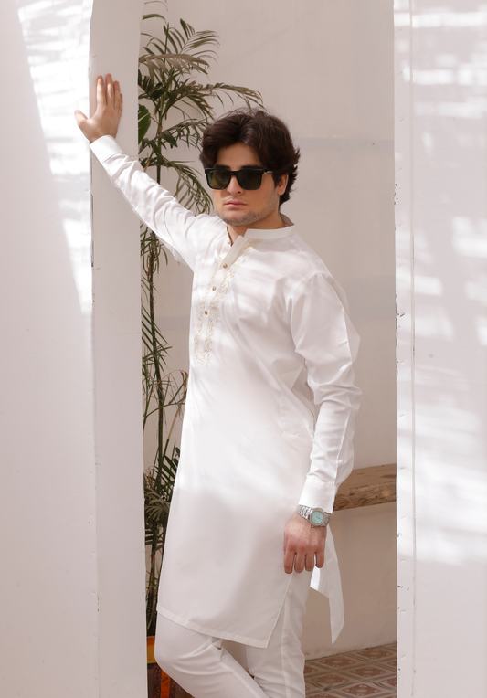 White Chikankari Kurta Trouser