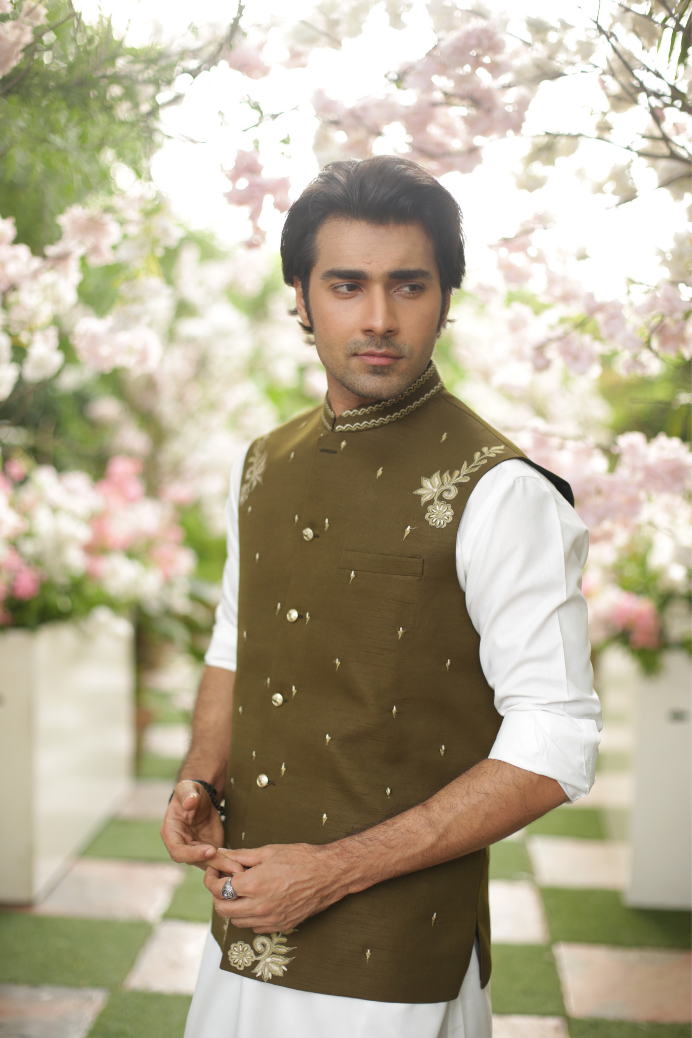 Olive Green Waistcoat For Wedding