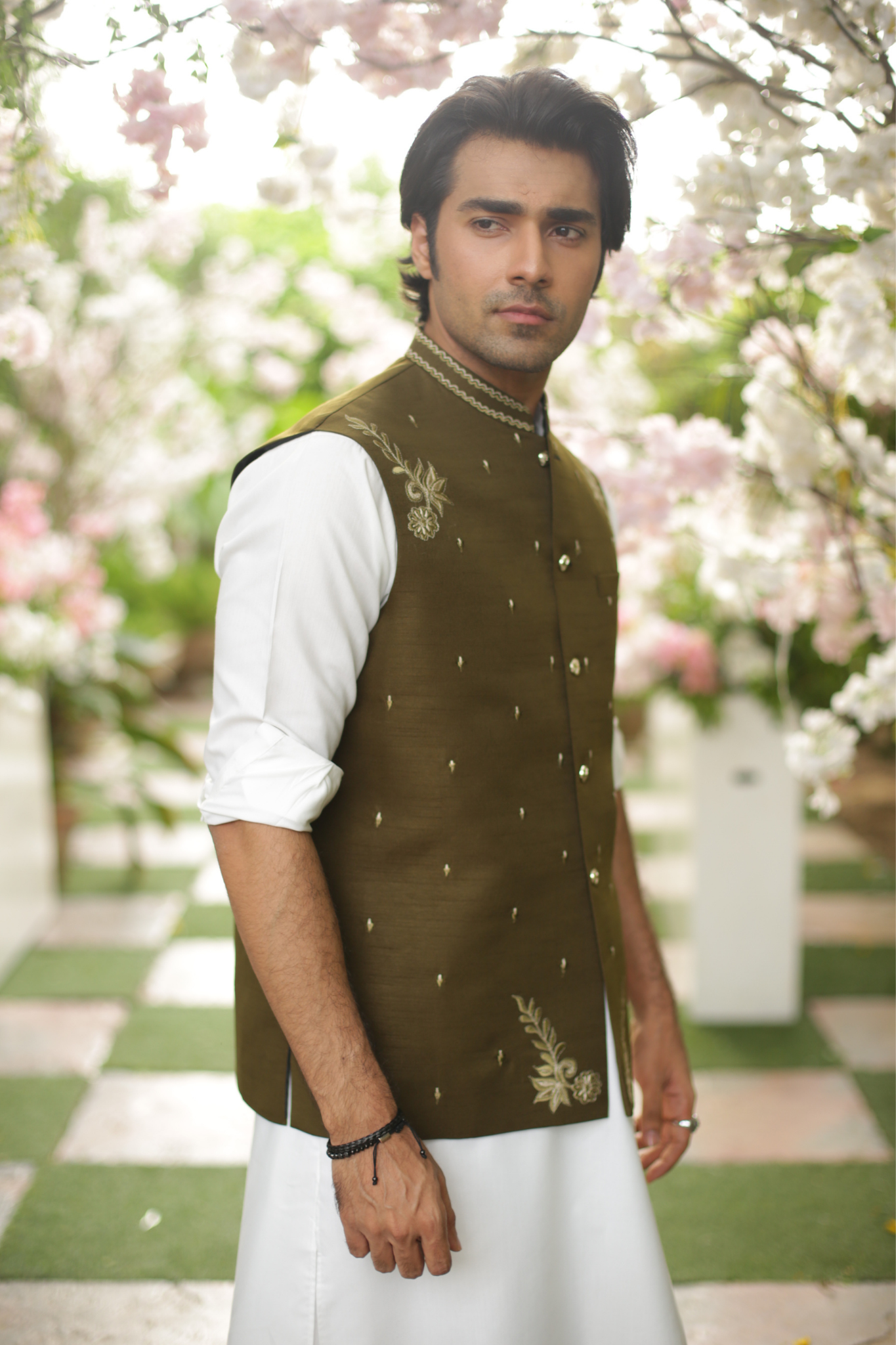 Olive Green Waistcoat For Wedding