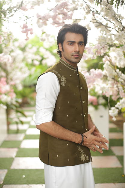 Olive Green Waistcoat For Wedding