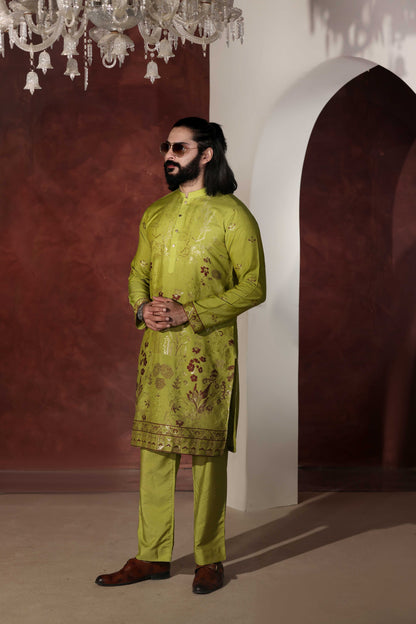 Desginer Olive Green Kurta Pajama
