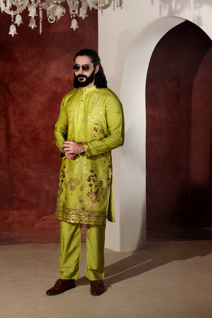Desginer Olive Green Kurta Pajama