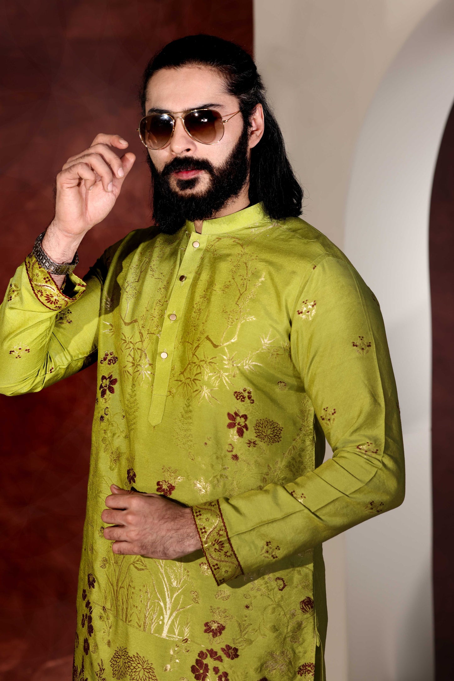 Desginer Olive Green Kurta Pajama