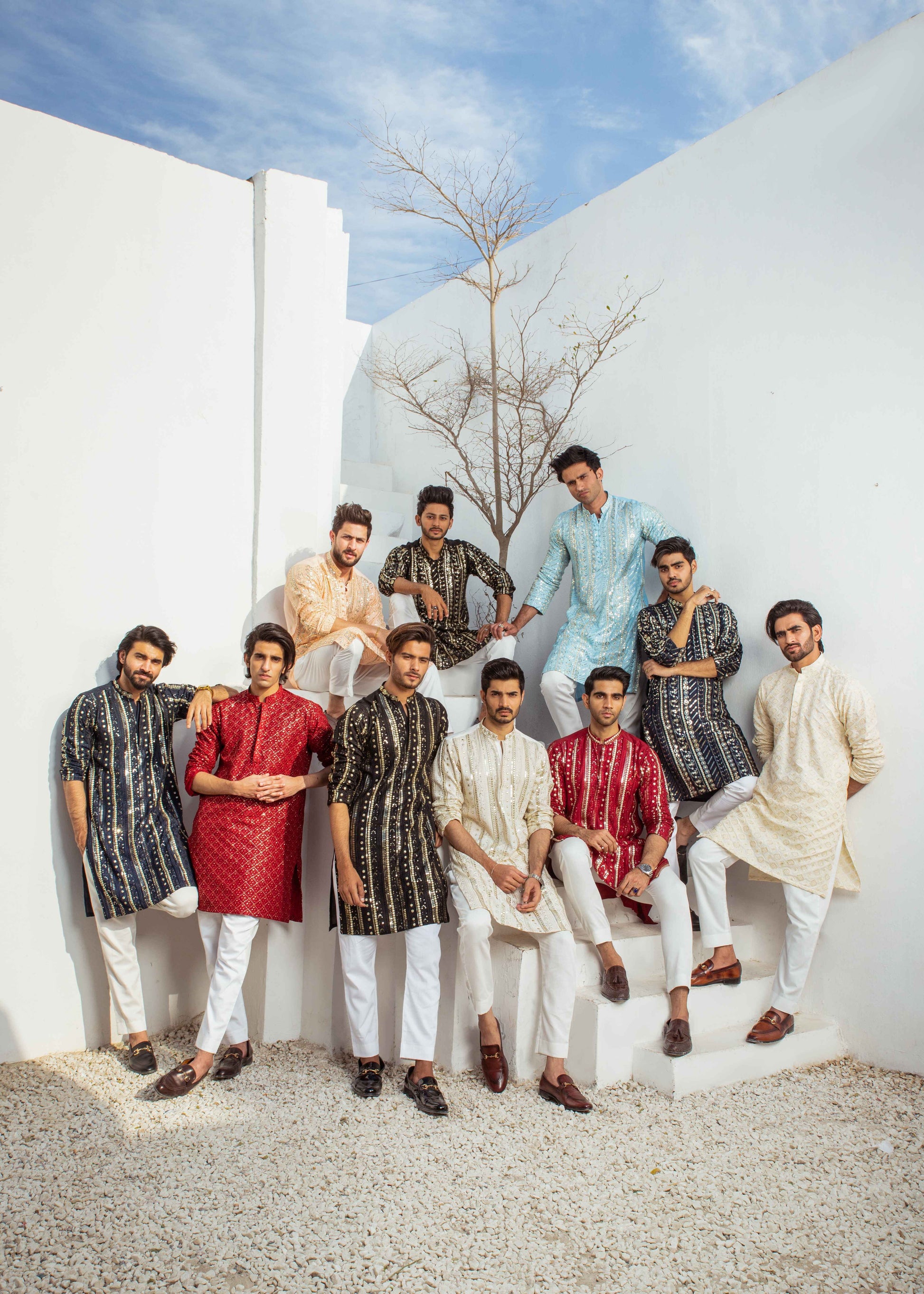 MC 23 Mirror Work Kurta Pajama Male - Mashal Couture