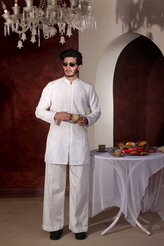 White Chikankari Lopp Button Kurta