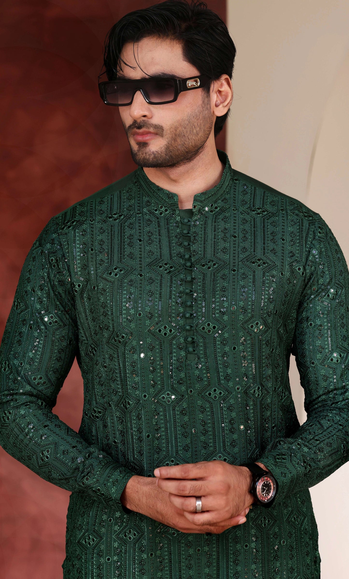 Green Chikankari Kurta With Trouser