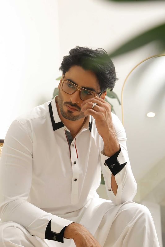 White Shining Shalwar Kameez