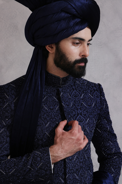 SHR 617 Navy Blue Sherwani