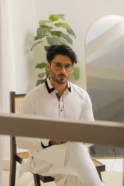 White Shining Shalwar Kameez