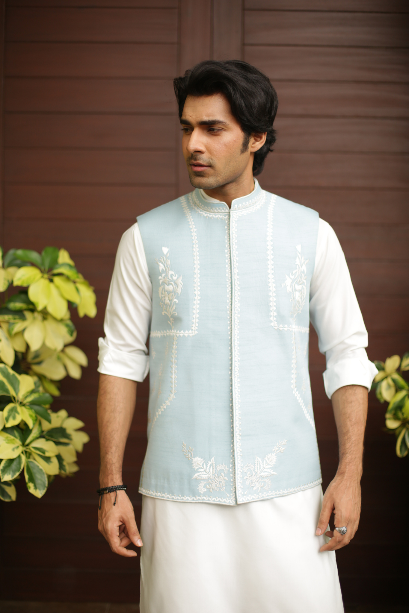 Cloud Blue Waist Coat For Wedding