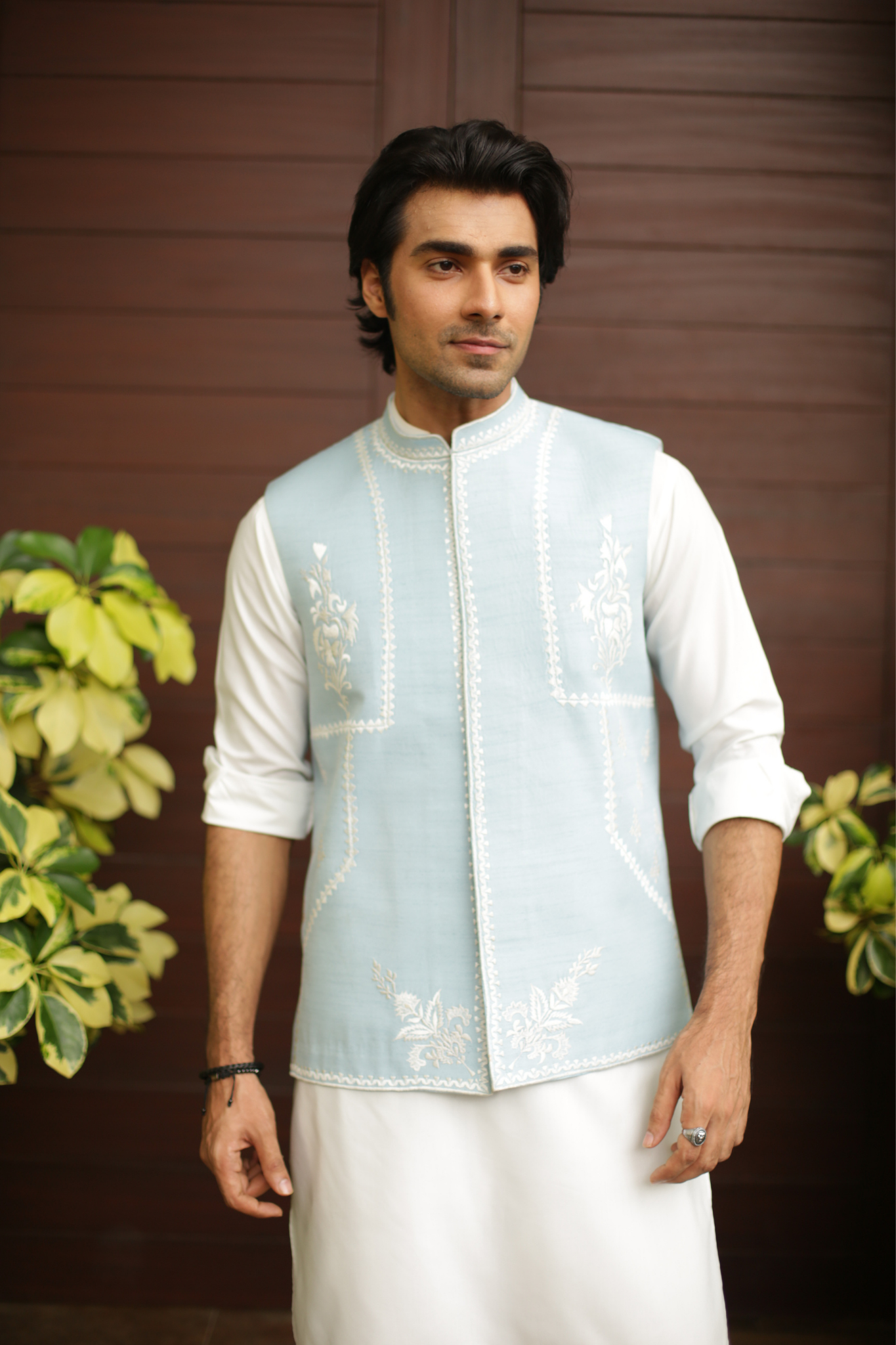 Cloud Blue Waist Coat For Wedding
