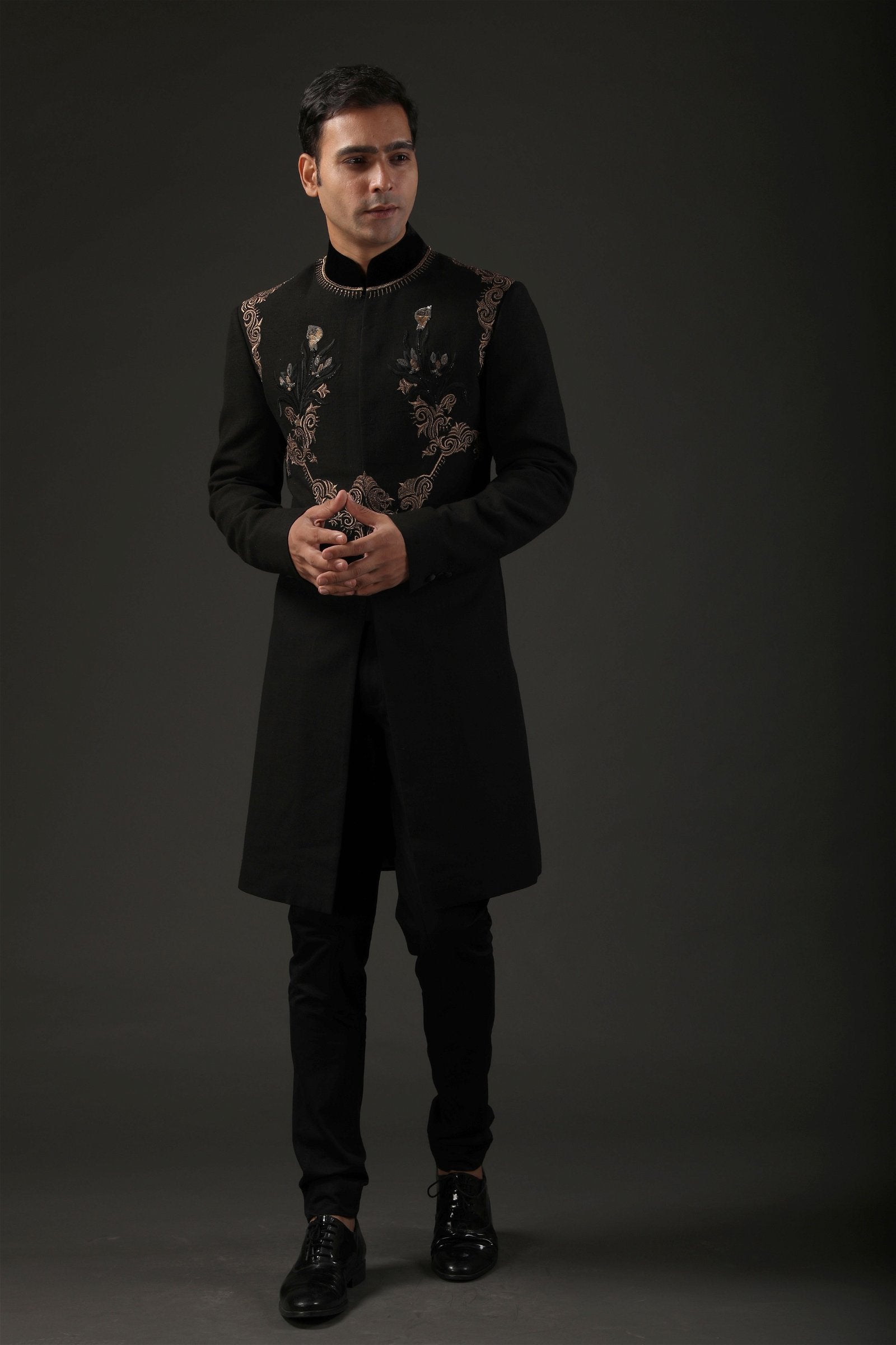 black wedding sherwani