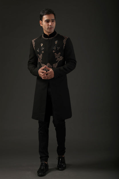 black wedding sherwani