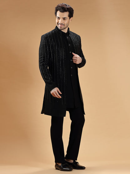 MC 542 Black Sherwani