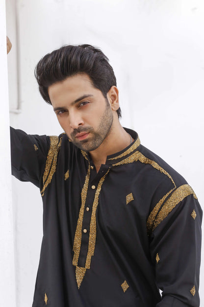 Black Hand Work Kurta
