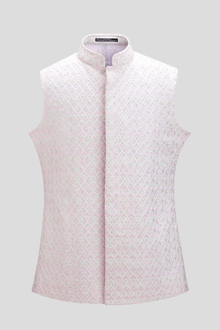 MC 107 Ivory White Waistcoat For Men - Mashal Couture