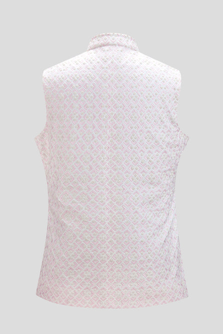 MC 107 Ivory White Waistcoat For Men - Mashal Couture