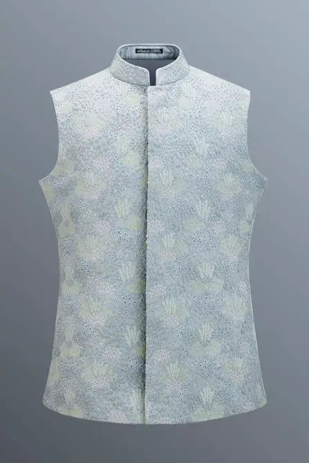 MC 101 White Waistcoat For Men - Mashal Couture