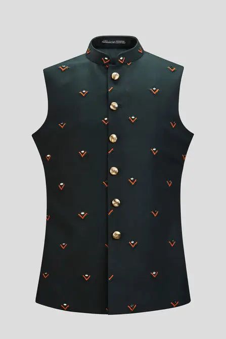 MC 99 Green Nautica Waistcoat For Men - Mashal Couture