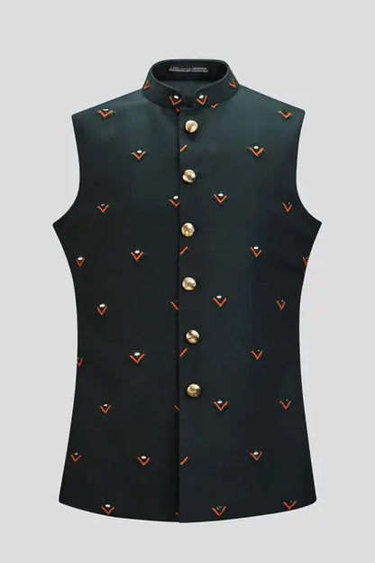 MC 99 Green Nautica Waistcoat For Men - Mashal Couture
