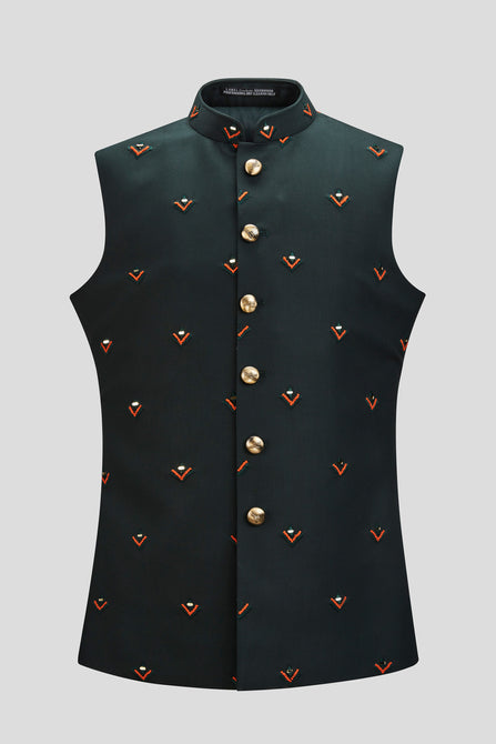 MC 99 Green Nautica Waistcoat For Men - Mashal Couture