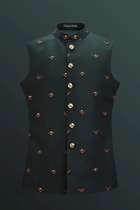 MC 99 Green Nautica Waistcoat For Men - Mashal Couture
