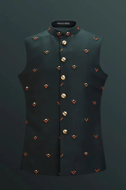 MC 99 Green Nautica Waistcoat For Men - Mashal Couture