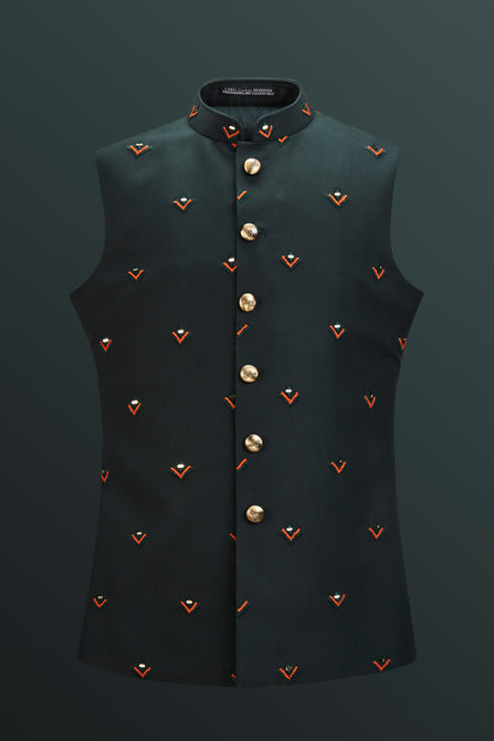 MC 99 Green Nautica Waistcoat For Men - Mashal Couture