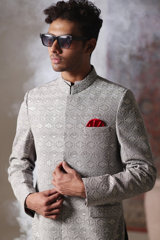 Grey Sequance Prince Coat