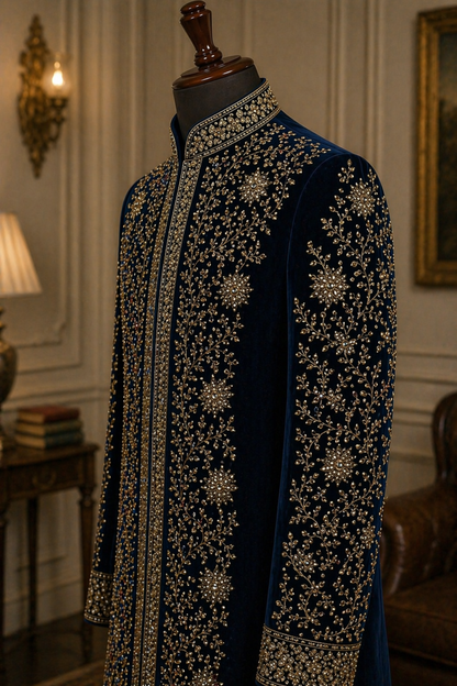 Designer SHR 618 Sherwani with premium embroidery and traditional look