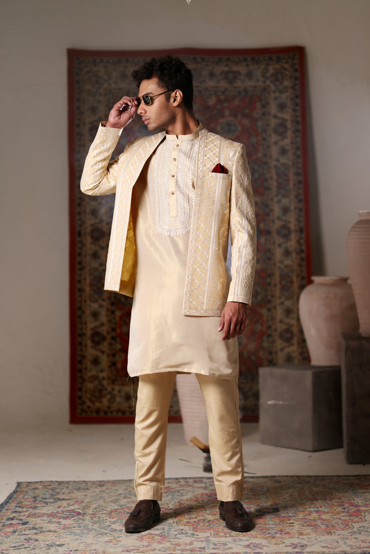 Front Open Emb Prince Coat