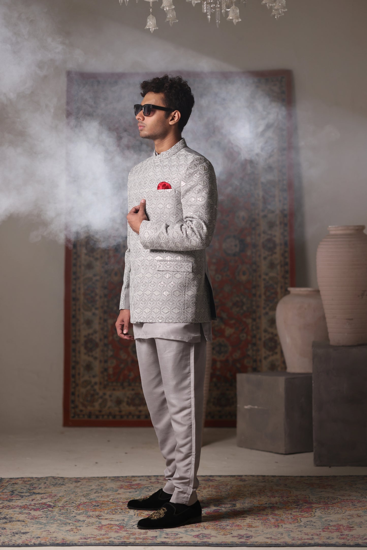 Grey Sequance Prince Coat
