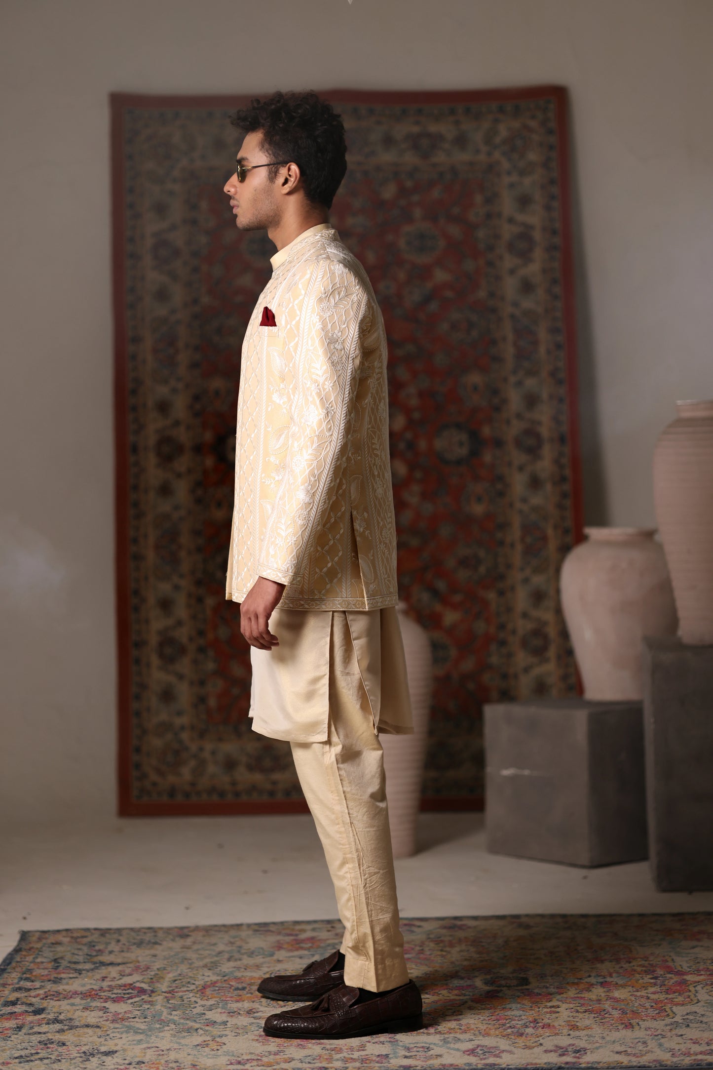 Front Open Emb Prince Coat