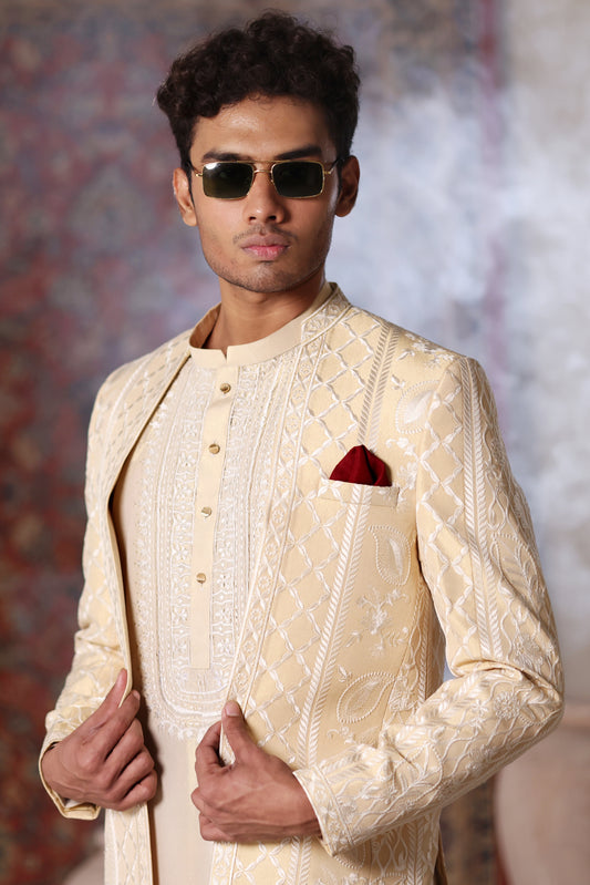 Front Open Emb Prince Coat