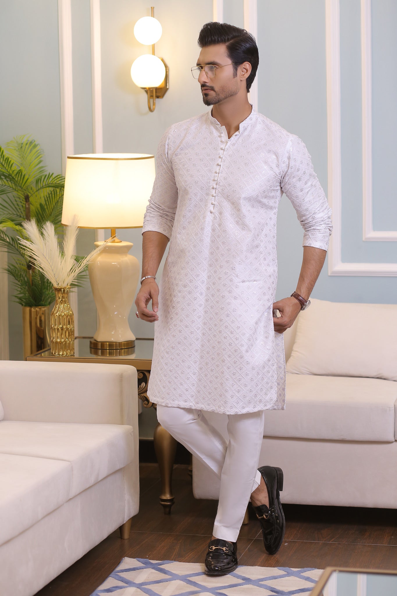 CK 14 Chikankari Kurta For Men - Mashal Couture