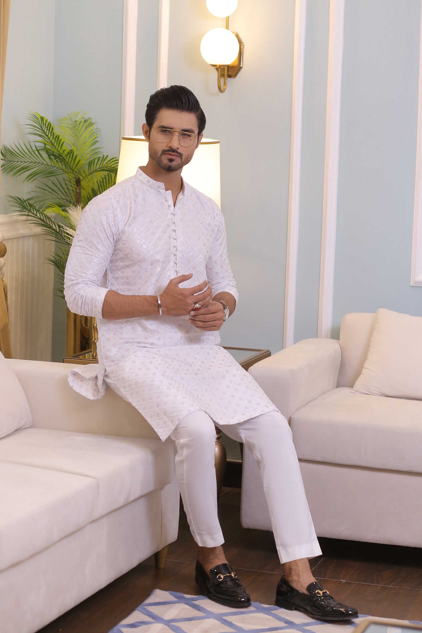 CK 14 Chikankari Kurta For Men - Mashal Couture