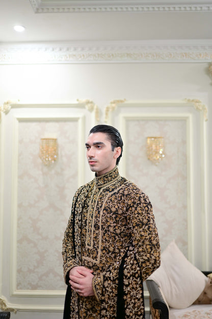 Ceremony Black Full Hand Work Kurta